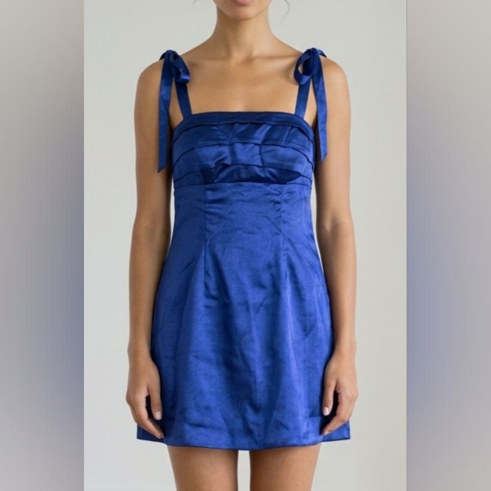 Wear Your Love Beautiful Satin Blue Dress Women's 10 NWT